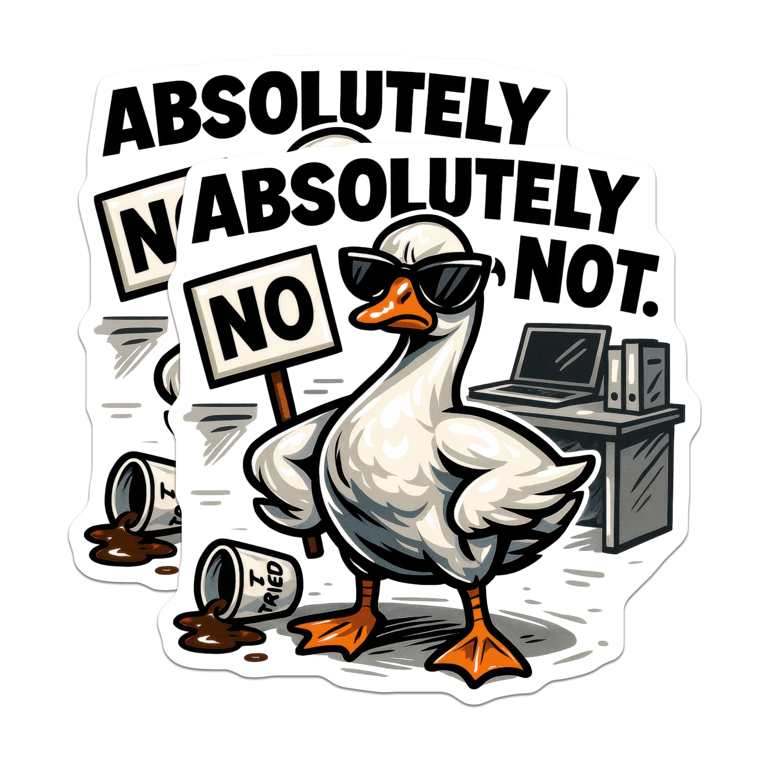 (2 Pack) Absolutely Not Goose Magnets - Sarcastic Office Humor - Funny Refrigerator Decor - 5 Inches On Longest Side - Thick Durable Magnet - Made in USA - MAG21334