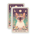 (2 Pack) Devon Rex Cat Stickers - Illustrated Cat Art Stickers - Floral Animal Sticker - 5" On Longest Side - Sticks to Smooth Flat Surfaces - Made in USA - BMCS4829