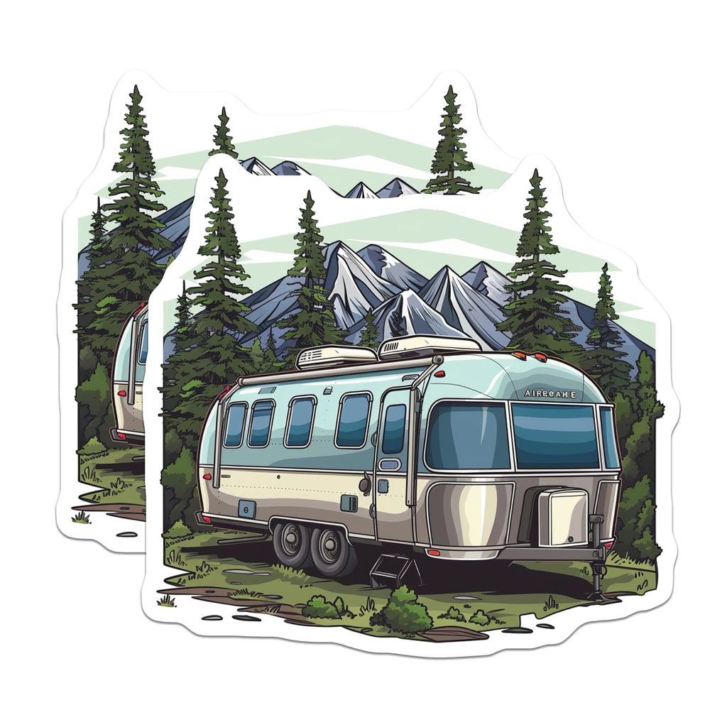(2 Pack) Retro Camper Magnets - Mountain Adventure - RV Life Decor - Nature Enthusiast Gift - 5 Inches On Longest Side - Thick Durable Magnet - Made in USA - MAG38607