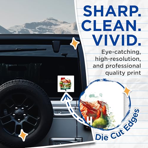(2 Pack) Utah Outdoor Adventure Stickers - Nature Scenery Stickers - State Travel Stickers - 5" On Longest Side - Sticks to Smooth Flat Surfaces - Made in USA - BMCS5535