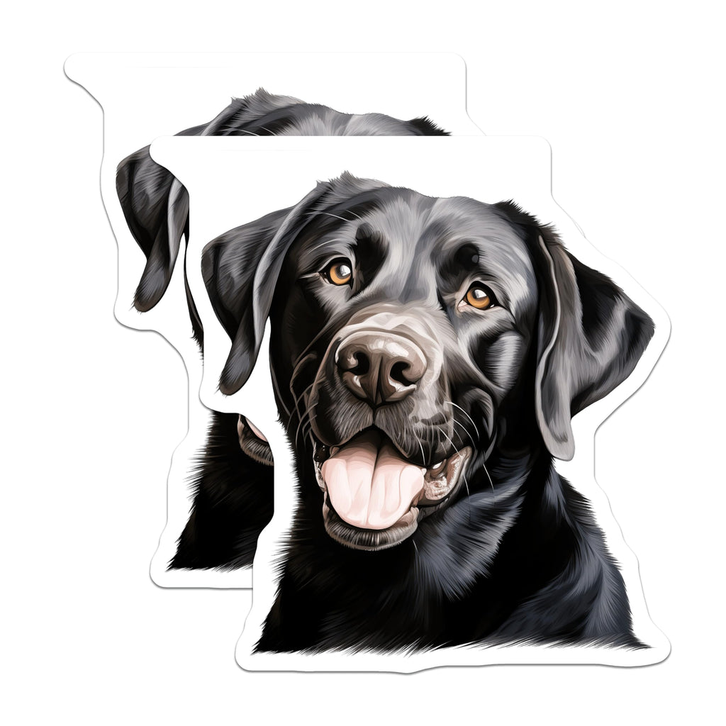 (2 Pack) Black Labrador Magnets - Dog Lover Decor - Pet Owner Kitchen Accent - 5 Inches On Longest Side - Thick Durable Magnet - Made in USA - MAG30393