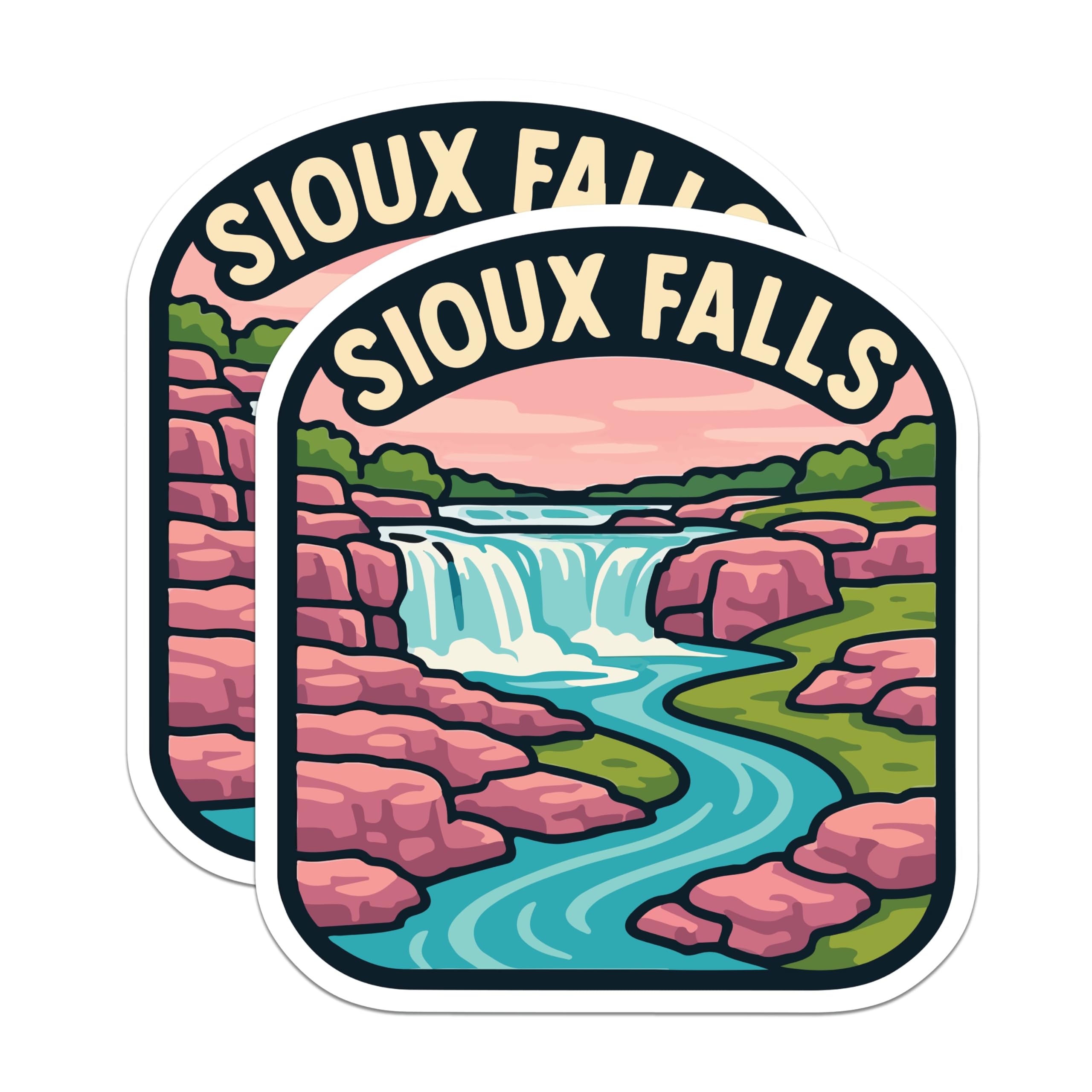 (2 Pack) Sioux Falls Magnets - South Dakota Waterfall Souvenir - Scenic Landscape Travel Art - 5 Inches On Longest Side - Thick Durable Magnet - Made in USA - MAG19710