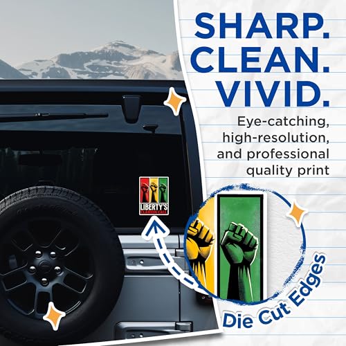 (2 Pack) Liberty's Clarion Call Stickers - Freedom Fist - Political Protest - Activism and Advocacy - 5" On Longest Side - Sticks to Any Smooth Flat Surface - Made in USA - BMCS2657