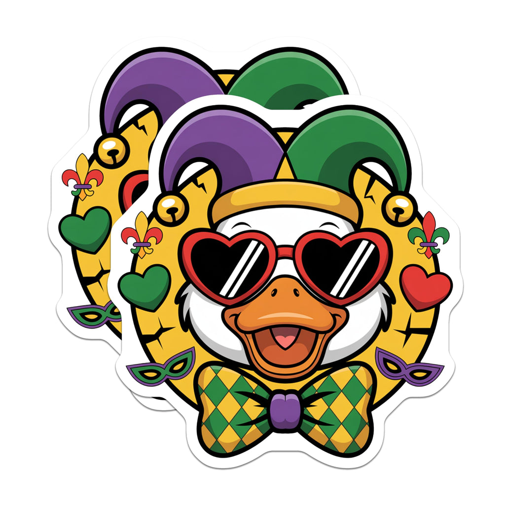 (2 Pack) Mardi Gras Duck Magnets - Funny Duck Decor - Party Favors Magnet - 5" On Longest Side - Premium Magnet - for Cars, Refrigerators, Toolboxes, Lockers - Made in USA - MAG16821