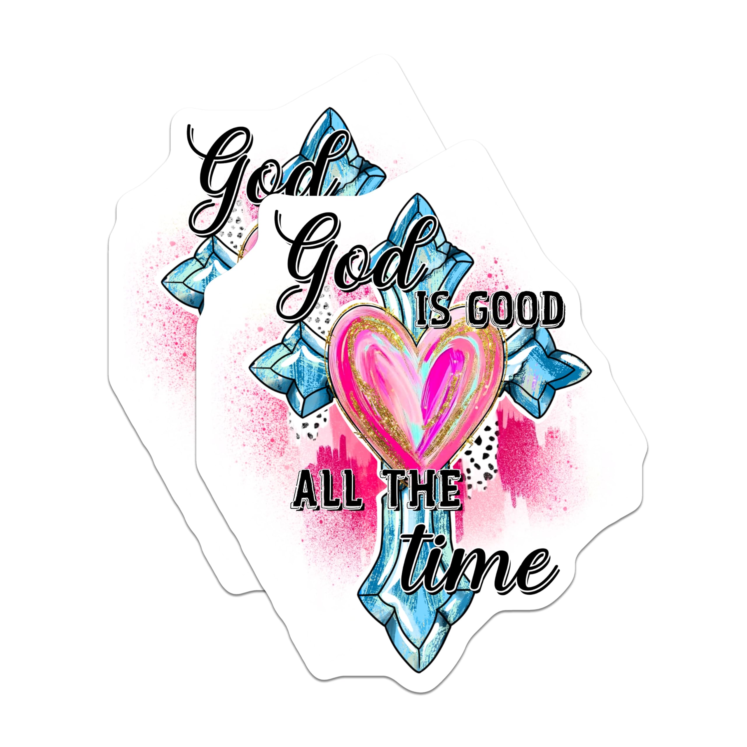 (2 Pack) God is Good All The Time Magnets - Christian Faith Decor - Inspirational Religious Fridge Magnets - 5 Inches On Longest Side - Thick Durable Magnet - Made in USA - MAG29947