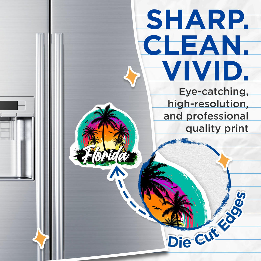 (2 Pack) Florida Magnets - Palm Tree Decor - State Pride Souvenir - 5" On Longest Side - Premium Magnet - for Cars, Refrigerators, Toolboxes, Lockers - Made in USA - MAG18003