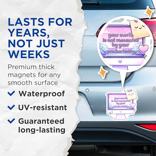 (2 Pack) Your Worth Magnets - Inspirational Quote - Cute Office Decor - 5" On Longest Side - for Cars, Fridges, Toolboxes - Made in USA - MAG7499