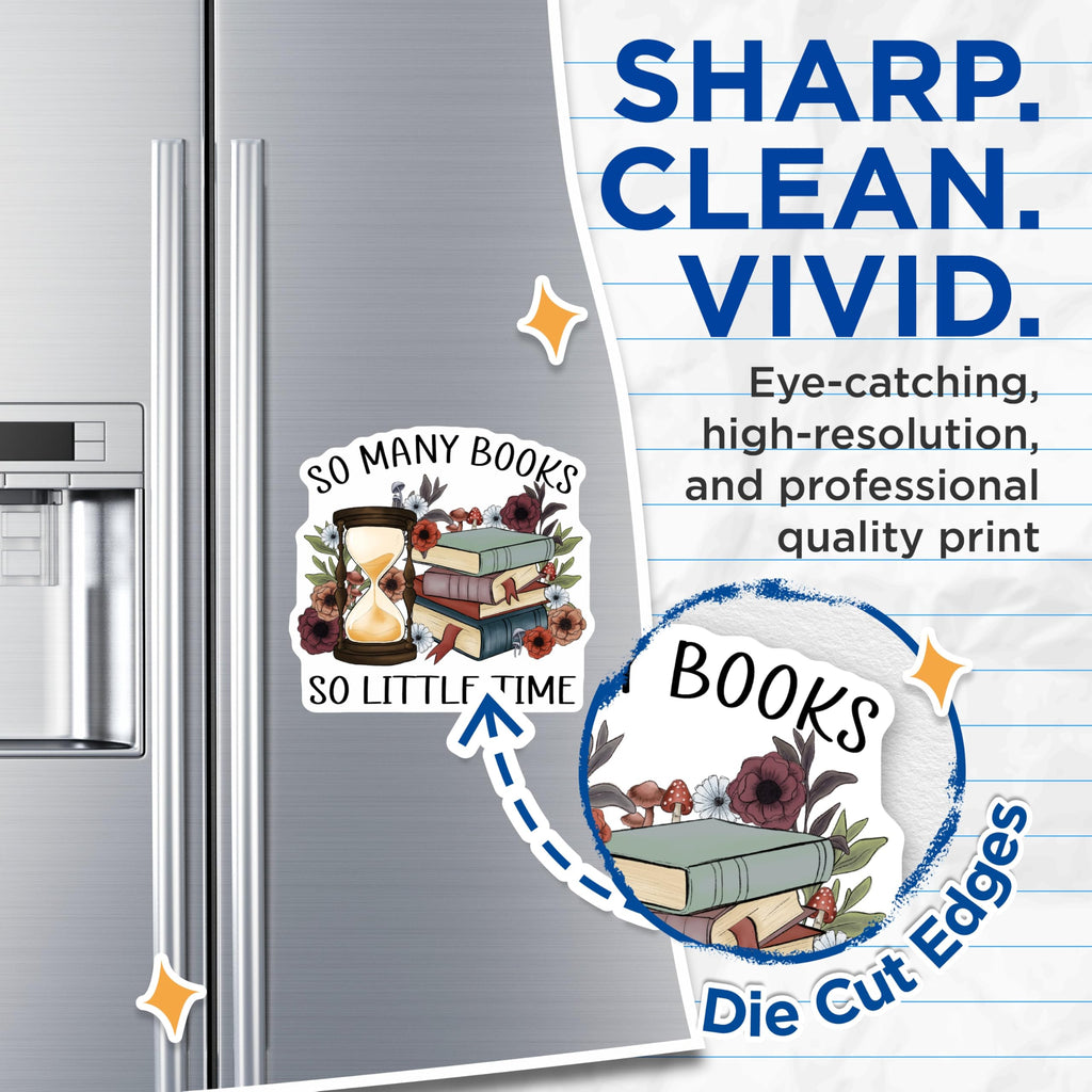 (2 Pack) Book Lover Magnets - So Many Books Magnet - Bookish Magnet Set - 5" On Longest Side - Premium Magnet - for Cars, Refrigerators, Toolboxes, Lockers - Made in USA - MAG16018