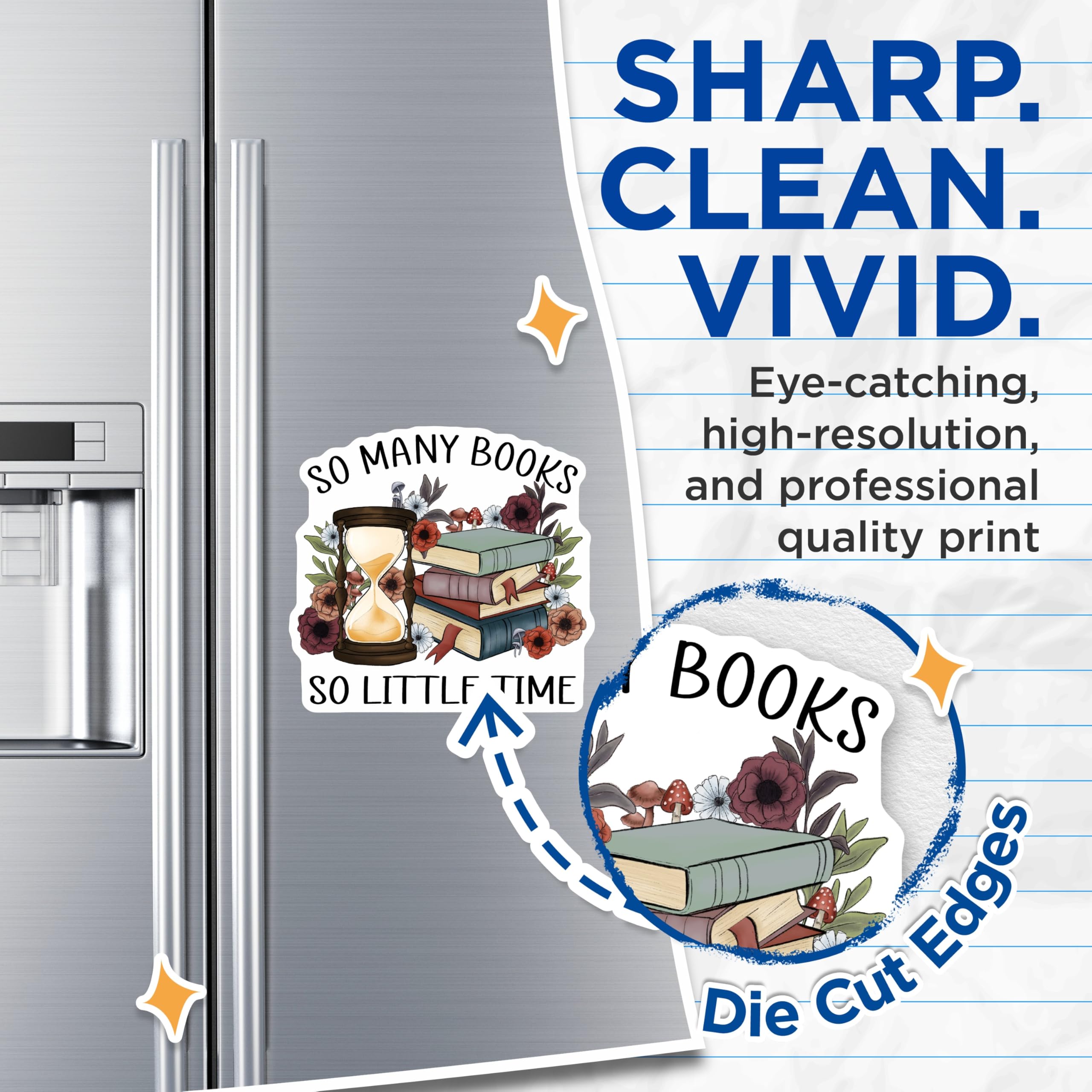 (2 Pack) Book Lover Magnets - So Many Books Magnet - Bookish Magnet Set - 5" On Longest Side - Premium Magnet - for Cars, Refrigerators, Toolboxes, Lockers - Made in USA - MAG16018
