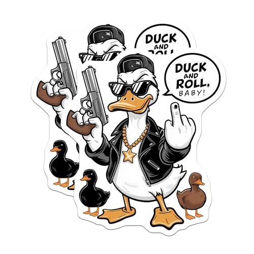 (2 Pack) Duck with Gun Magnet - Vinyl Duck Decal - 5" On Longest Side - Sticks to Smooth Flat Surfaces - Made in USA - MAG9534