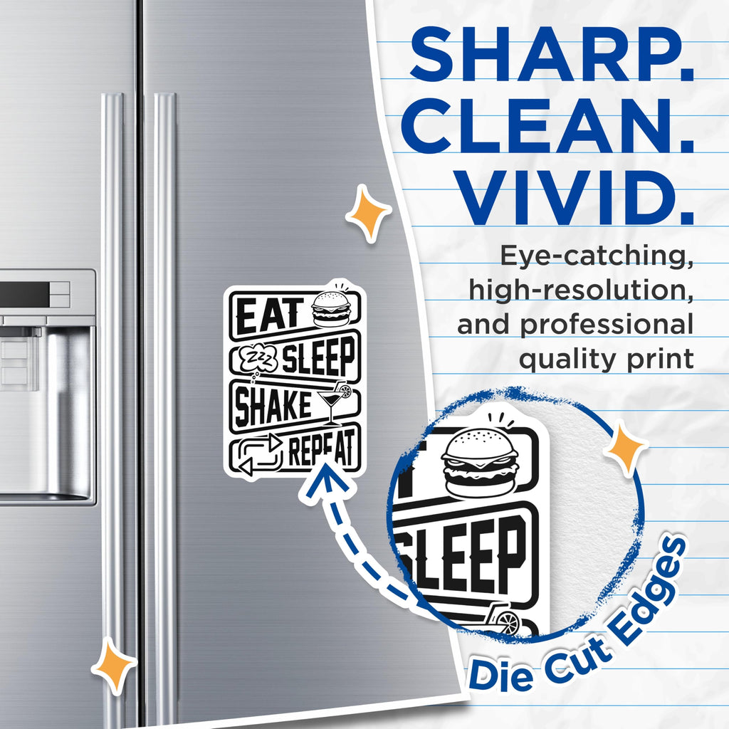 (2 Pack) Eat Sleep Shake Repeat Magnets - Fun Party Vibe Fridge Magnets - Lively Kitchen Decor - Social Event Memento Idea - 5 Inches On Longest Side - Thick Durable Magnet - Made in USA - MAG19203