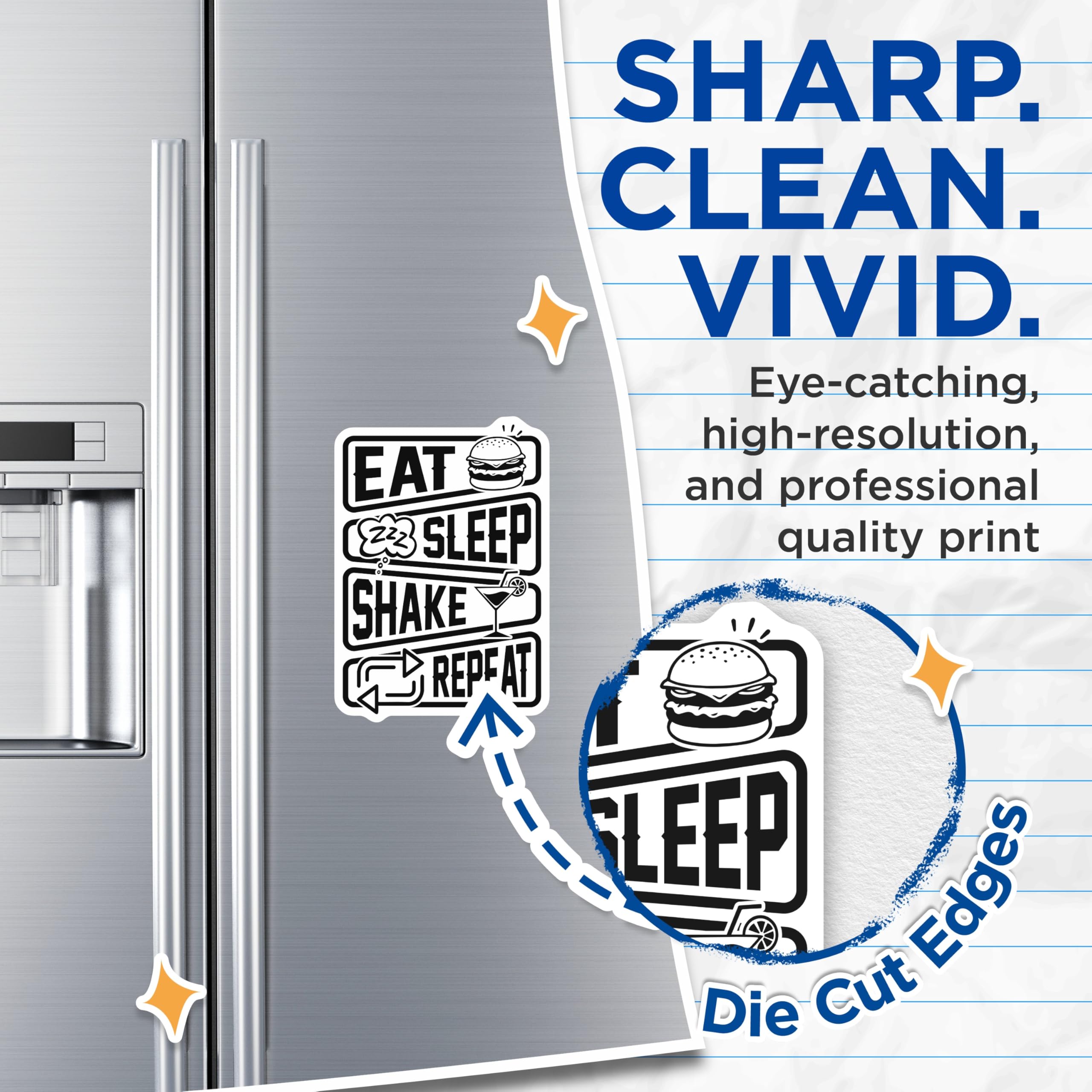 (2 Pack) Eat Sleep Shake Repeat Magnets - Fun Party Vibe Fridge Magnets - Lively Kitchen Decor - Social Event Memento Idea - 5 Inches On Longest Side - Thick Durable Magnet - Made in USA - MAG19203