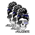 (3 Pack) Police Wife Decals - Thin Blue Line - Skull Decals - American Flag Sunglasses - 3 Inches On Longest Side - Easy Peel & Apply - Made in USA - 3MCS1381