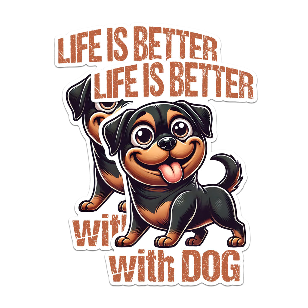 (2 Pack) Life is Better with Dogs Stickers - Cute Dog Stickers - Dog Lover Stickers - Funny Pet Stickers - 5" On Longest Side - Sticks to Any Smooth Flat Surface - Made in USA - BMCS2810