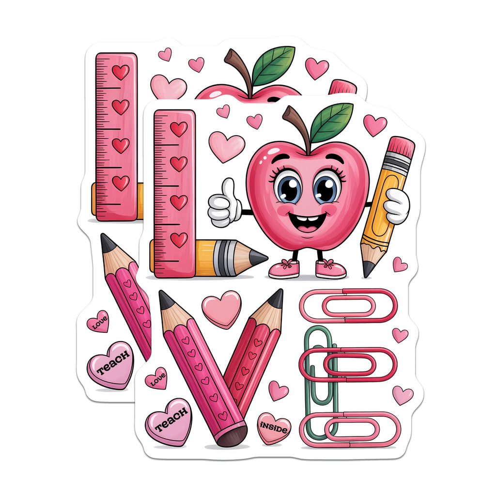 (2 Pack) Teacher Magnets - Cute Apple Magnets - School Supplies Magnets - 5" On Longest Side - Premium Magnet - for Cars, Refrigerators, Toolboxes, Lockers - Made in USA - MAG16783