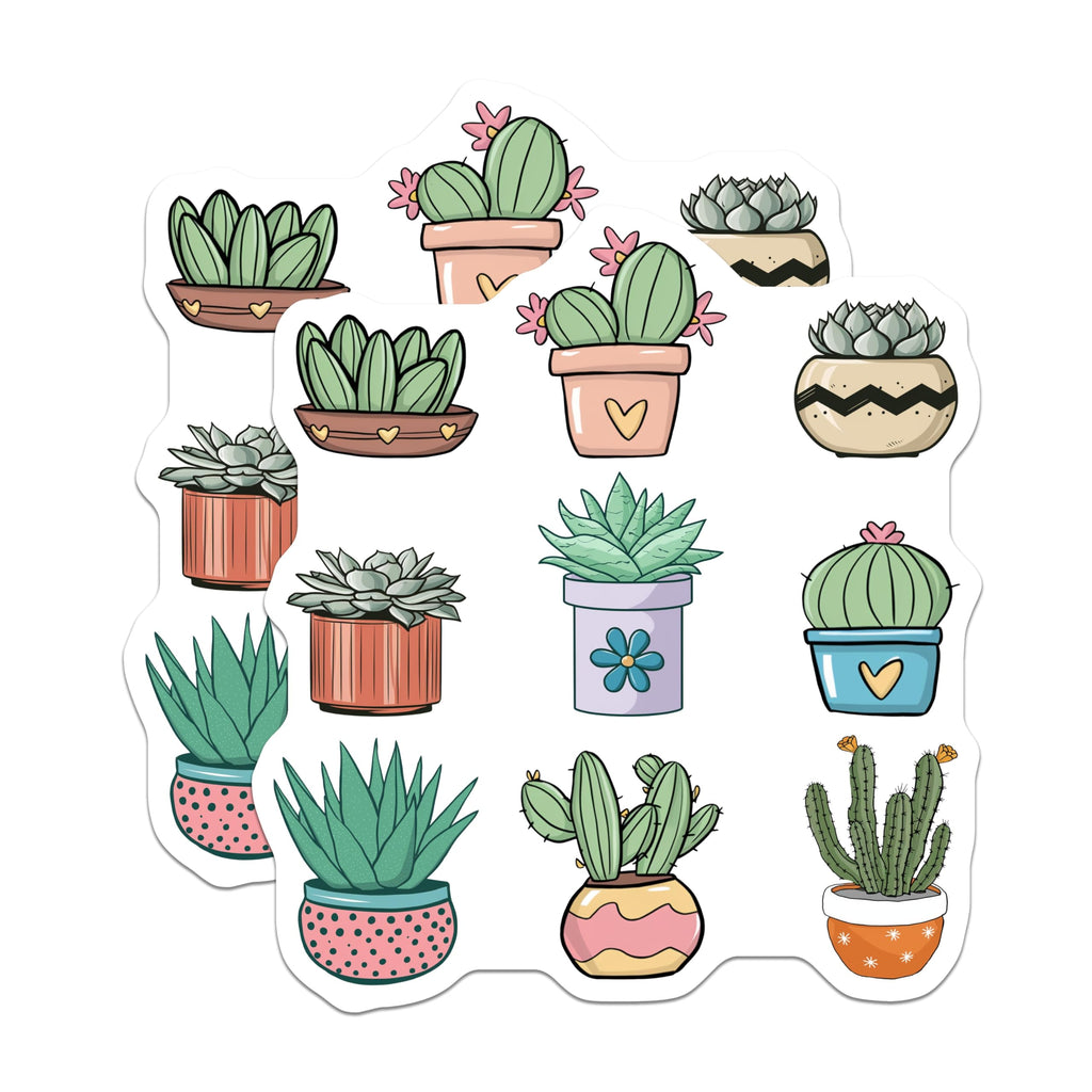 (2 Pack) Succulent Magnets - Cute Plant Decals - Potted Cacti Fridge Decorations - 5" On Longest Side - Premium Magnet - for Cars, Refrigerators, Toolboxes, Lockers - Made in USA - MAG18123