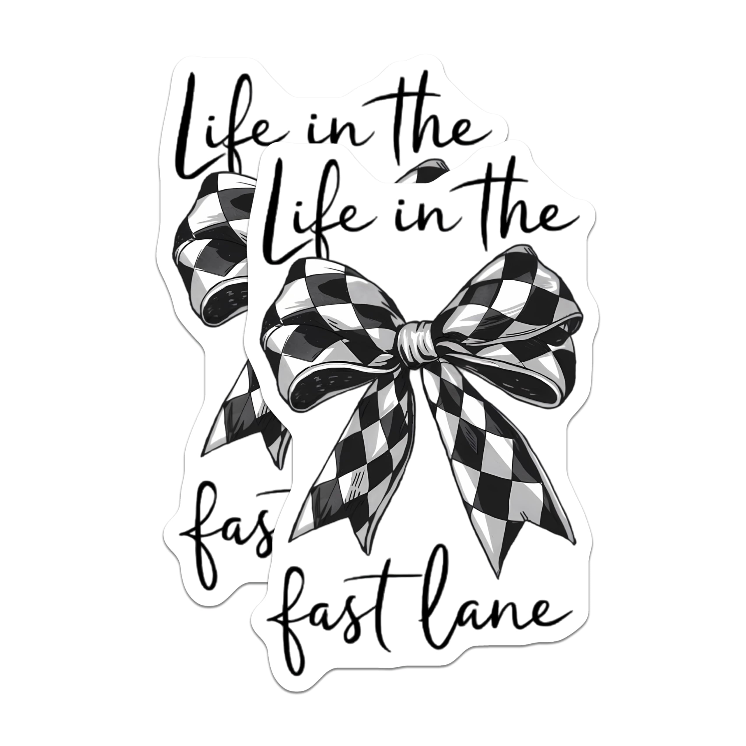 (2 Pack) Life in the Fast Lane Magnets - Racing Checkered Flag Bow - Speed Enthusiast Vehicle Decor - 5 Inches On Longest Side - Thick Durable Magnet - Made in USA - MAG22822
