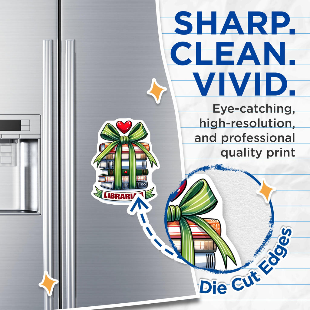 (2 Pack) Librarian Magnets - Stacked Books Decor - Library Lover Refrigerator Magnets - 5" On Longest Side - Premium Magnet - for Cars, Refrigerators, Toolboxes, Lockers - Made in USA - MAG15331