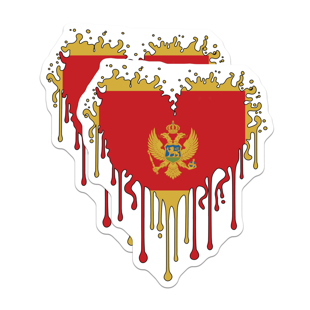Montenegro Flag Heart Bleed T-Shirt Magnet - Balkan Pride Souvenir Idea - 5" On Longest Side - Premium Magnet - for Cars, Refrigerators, Toolboxes, Lockers - Made in USA - MAG18465