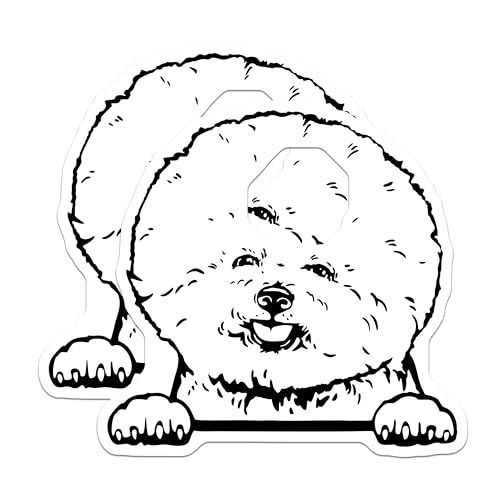 (2 Pack) Fluffy Dog Stickers - Cute Pet Stickers - Adorable Dog Face Stickers - Puppy Love Decals - Dog Fan Stickers Pack - 5" On Longest Side - Sticks to Smooth Flat Surfaces - Made in USA - BMCS4049