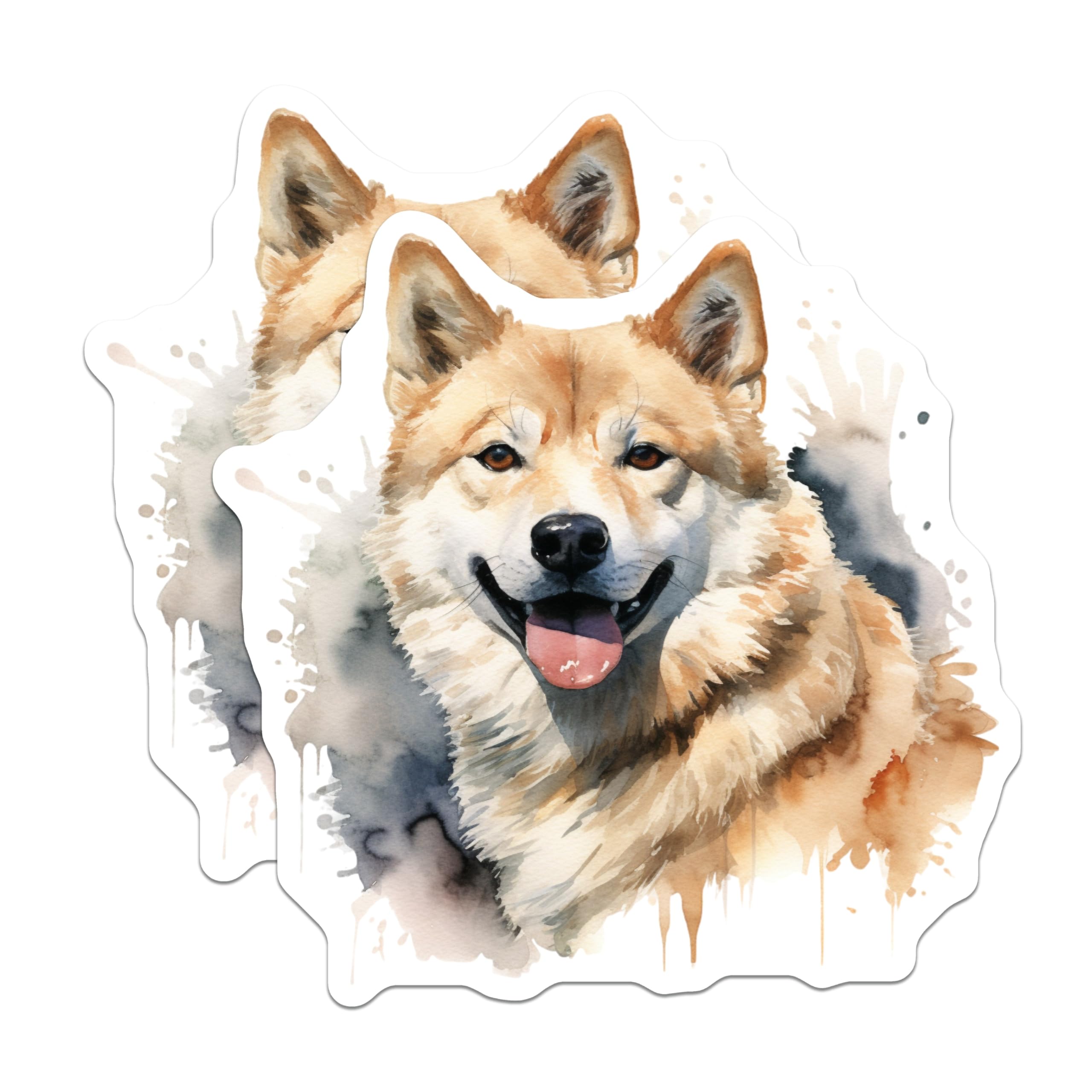 (2 Pack) Shiba Inu Dog Magnets - Watercolor Canine Art Decor - Happy Smiling Pet Lover Fridge Display Accent - 5 Inches On Longest Side - Thick Durable Magnet - Made in USA - MAG24973