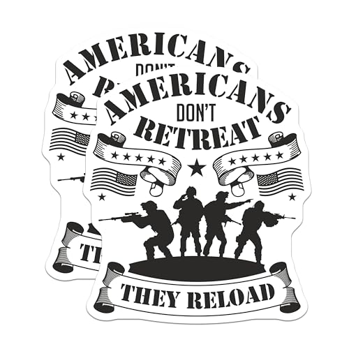 (2 Pack) Americans Dont Retreat Magnets Magnets - Patriotic Quote - 5" On Longest Side - Made in USA - Sticks to Refrigerators & Metal Surfaces - MAG8508