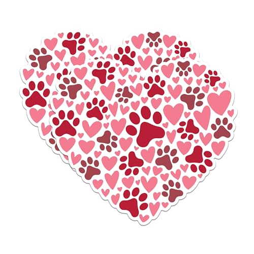 (2 Pack) Heart Paw Print Magnets - Pet Lover Heart Magnets - Animal Paw Magnets for Fridge - Cute Pet Decor- 5" On Longest Side - for Fridges, Toolboxes, Cars - Made in USA - MAG2896