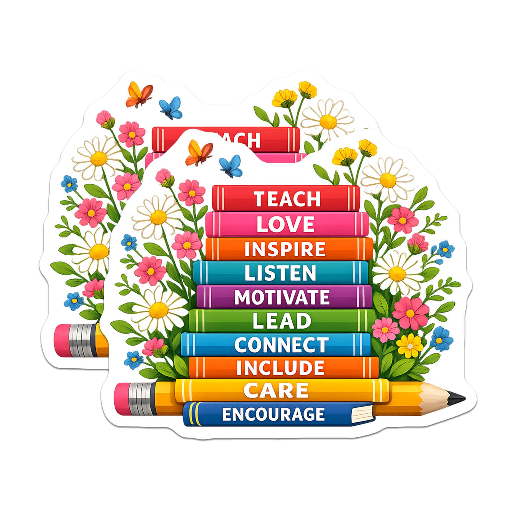 (2 Pack) Teacher Appreciation Magnets - Inspirational Books Pencil Decor - Educator Motivation Learning - 5 Inches On Longest Side - Thick Durable Magnet - Made in USA - MAG22645