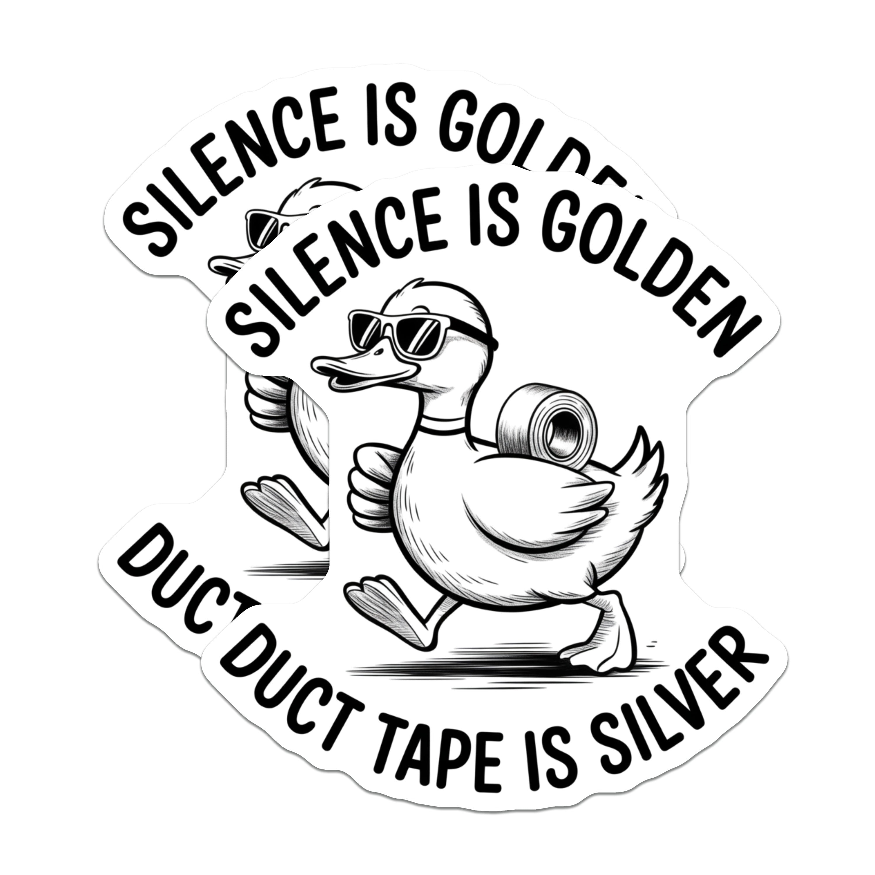 (2 Pack) Funny Duct Tape Duck Magnets - Silence is Golden Humor - Sarcastic Gag Decor - 5 Inches On Longest Side - Thick Durable Magnet - Made in USA - MAG39910