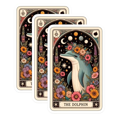 (3 Pack) Dolphin Decals - Floral Dolphin Stickers - Laptop Decals - 3 Inches On Longest Side - Easy Peel & Apply - Made in USA - 3MCS4157