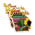(2 Pack) Georgia State Magnets - Southwest Flair - Cactus Sunflower Decoration - 5" On Longest Side - Premium Magnet - for Cars, Refrigerators, Toolboxes, Lockers - Made in USA - MAG17399