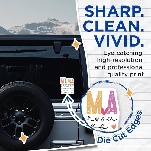 (2 Pack) Super Mama Stickers - Amorosa Amigo Stickers - Protector and Brave Stickers - 5" On Longest Side - Sticks to Any Smooth Flat Surface - Made in USA - BMCS3111