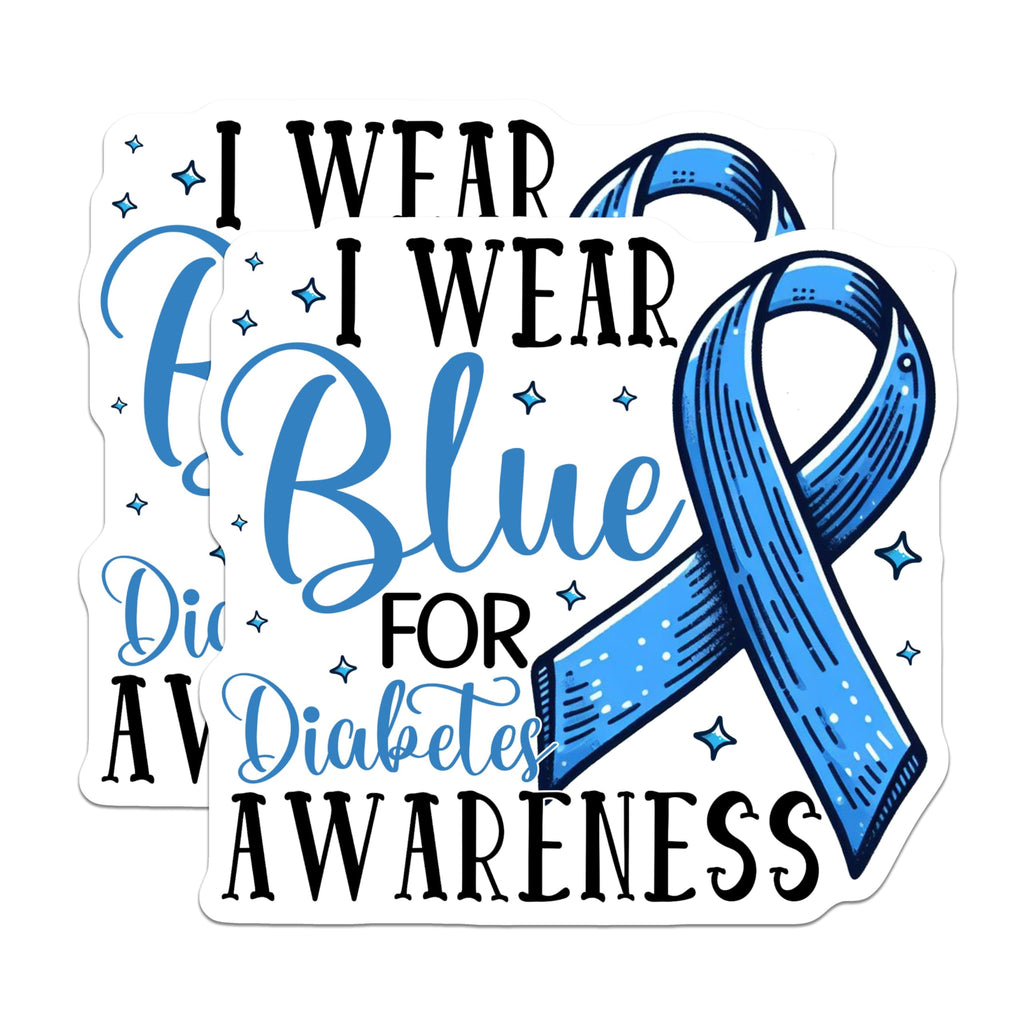 (2 Pack) Awareness Magnets - Diabetes Awareness - I Wear Blue Magnets - 5" On Longest Side - for Cars, Fridges, Toolboxes - Made in USA - MAG3818