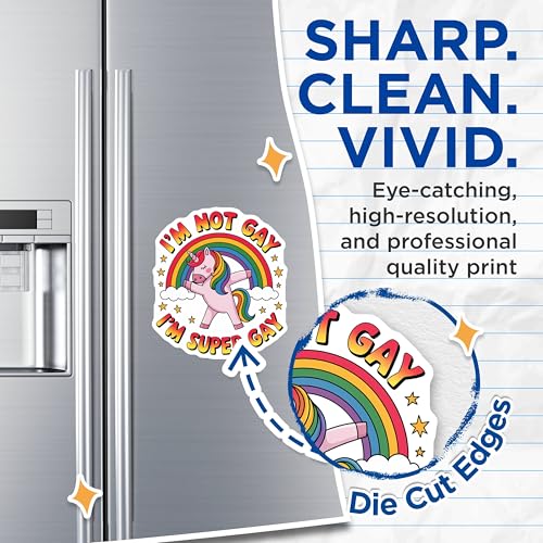 (2 Pack) I'm Not Gay I'm Super Gay Magnets Magnets - LGBTQ Pride - Unicorn Rainbow Decor - 5" On Longest Side - Made in USA - Sticks to Refrigerators & Metal Surfaces - MAG8940