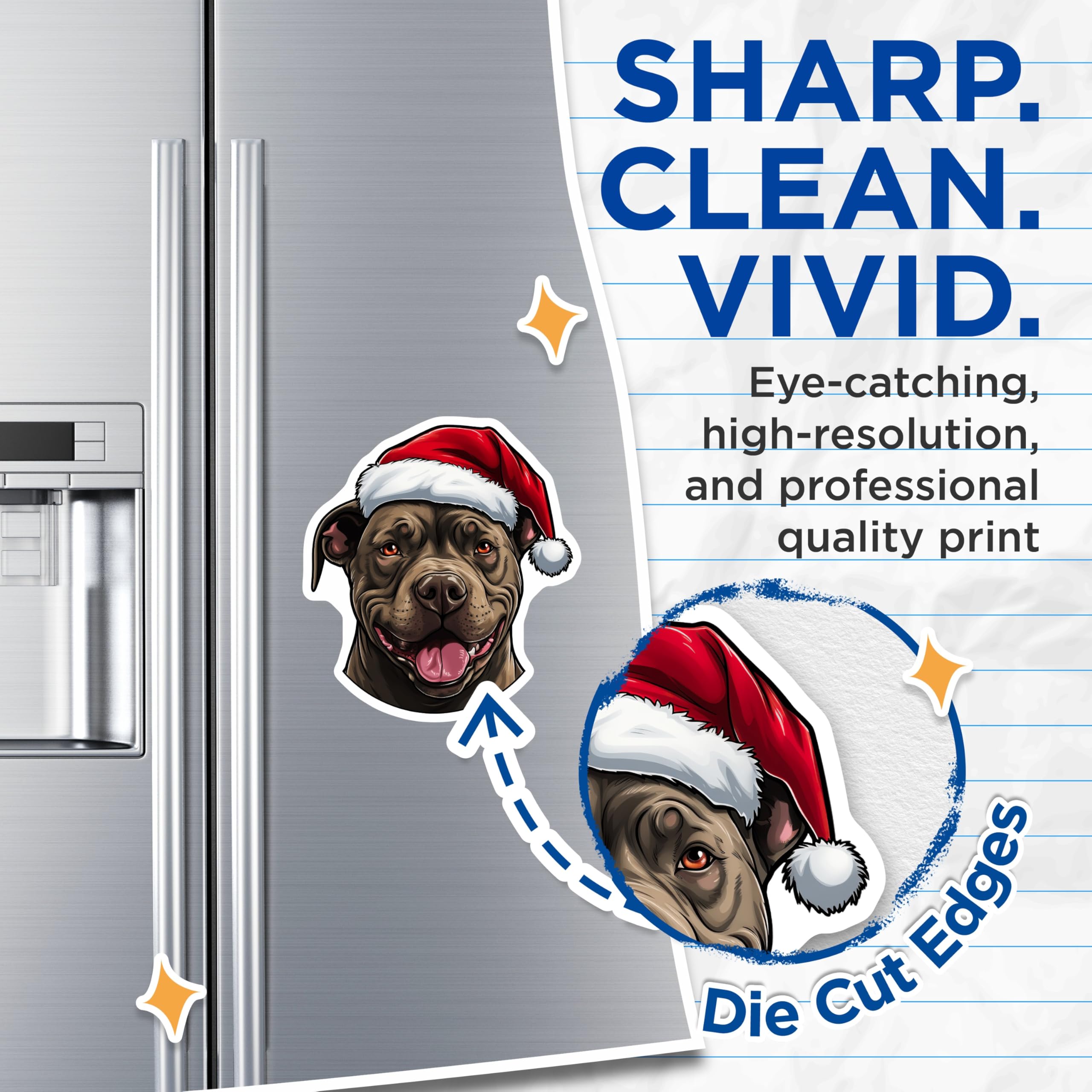 (2 Pack) Pitbull Santa Dog Magnets - Christmas Pet Decor - Holiday Animal Lover - Festive Dog Mom Gifts - 5 Inches On Longest Side - Thick Durable Magnet - Made in USA - MAG26614