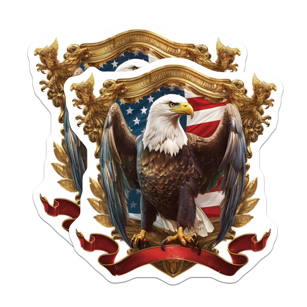 (2 Pack) Bald Eagle Magnets - American Flag Design - Patriotic USA Symbolism - 5 Inches On Longest Side - Thick Durable Magnet - Made in USA - MAG20708
