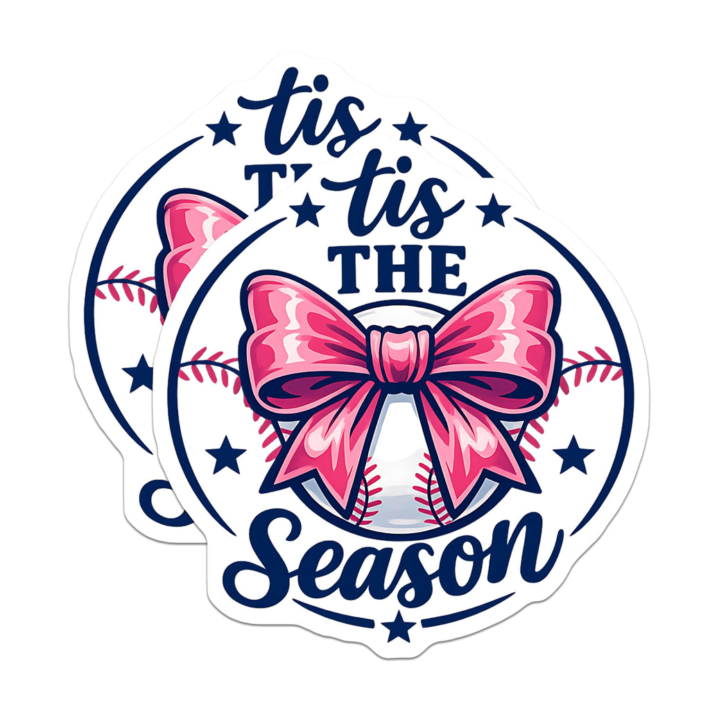 (2 Pack) Christmas Baseball Magnets - Tis The Season Decor - Festive Sports Refrigerator Magnet - 5 Inches On Longest Side - Thick Durable Magnet - Made in USA - MAG22801