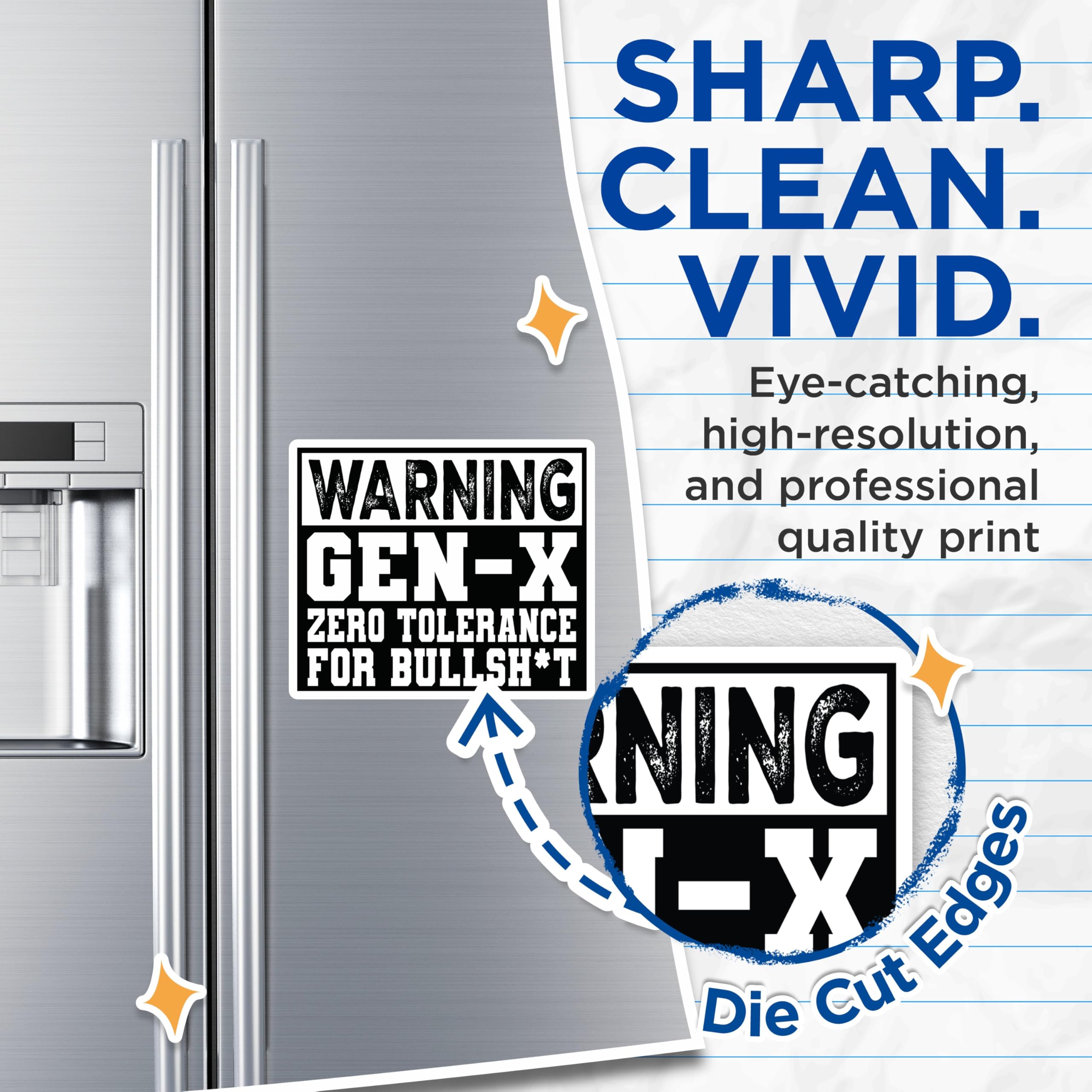 (2 Pack) Gen X Magnets - Zero Tolerance Attitude - Sarcastic Refrigerator Humor - 5 Inches On Longest Side - Thick Durable Magnet - Made in USA - MAG21418