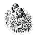 (2 Pack) Religious Art Stickers - Jesus Floral Sticker - Christian Decor - 5" On Longest Side - Sticks to Smooth Flat Surfaces - Made in USA - BMCS7315