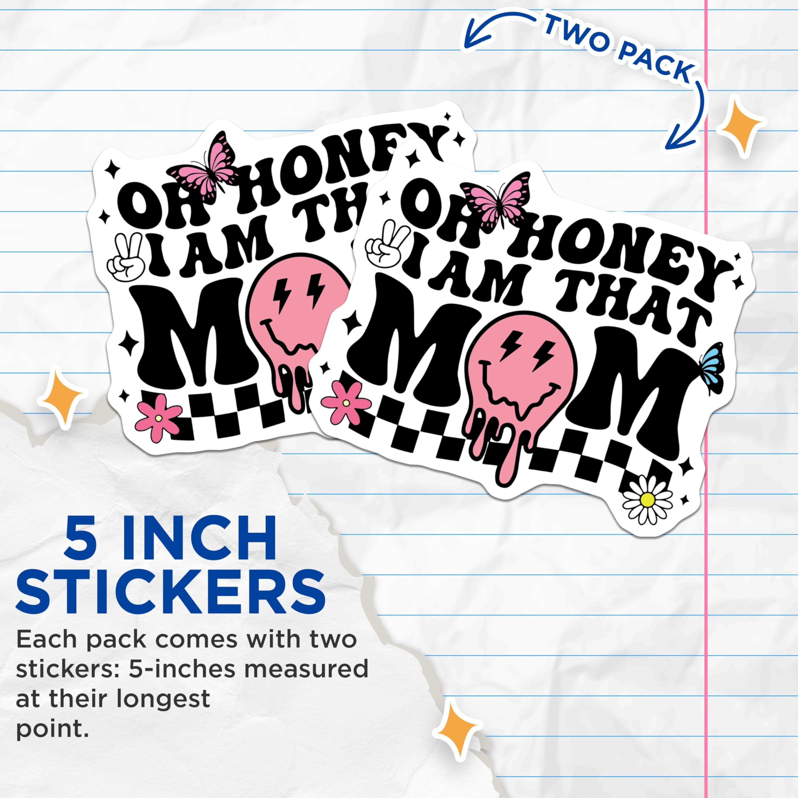 (2 Pack) Mama Stickers - 5" On Longest Side - Sticks to Smooth Flat Surfaces - Made in USA - BMCS9005 - BMCS9005