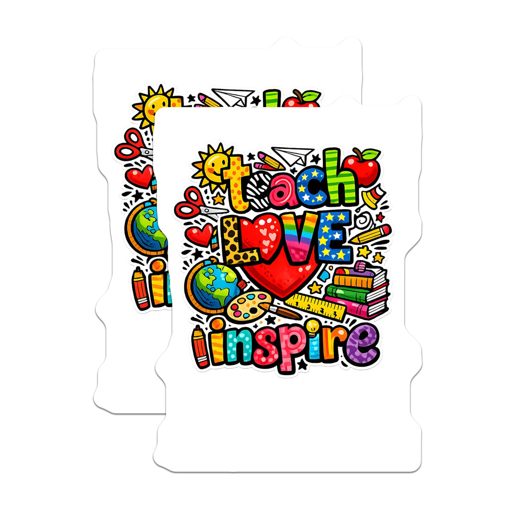 (2 Pack) Vibrant Teacher Appreciation Magnets - Teach Love Inspire Art Decor - Classroom Educational Refrigerator Magnets - 5 Inches On Longest Side - Thick Durable Magnet - Made in USA - MAG22139