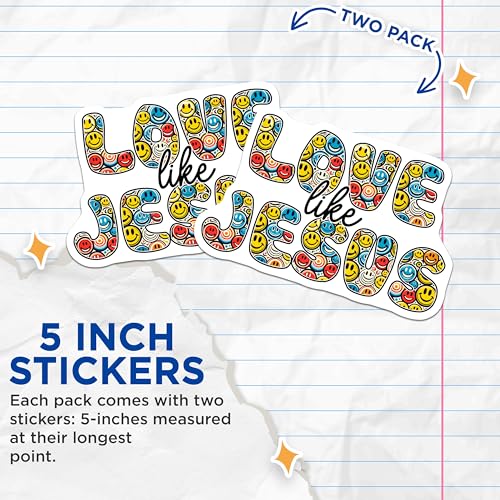 (2 Pack) Love Like Jesus Stickers - Inspirational Motivational Stickers - Faith and Positivity Stickers - 5" On Longest Side - Sticks to Any Smooth Flat Surface - Made in USA - BMCS3117