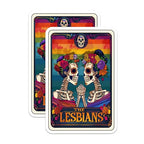 (2 Pack) The Lesbians Magnets - Day of The Dead - Skeleton Couple Rainbow Art Magnets for Refrigerator - 5" On Longest Side - for Cars, Fridges, Toolboxes - Made in USA - MAG4471