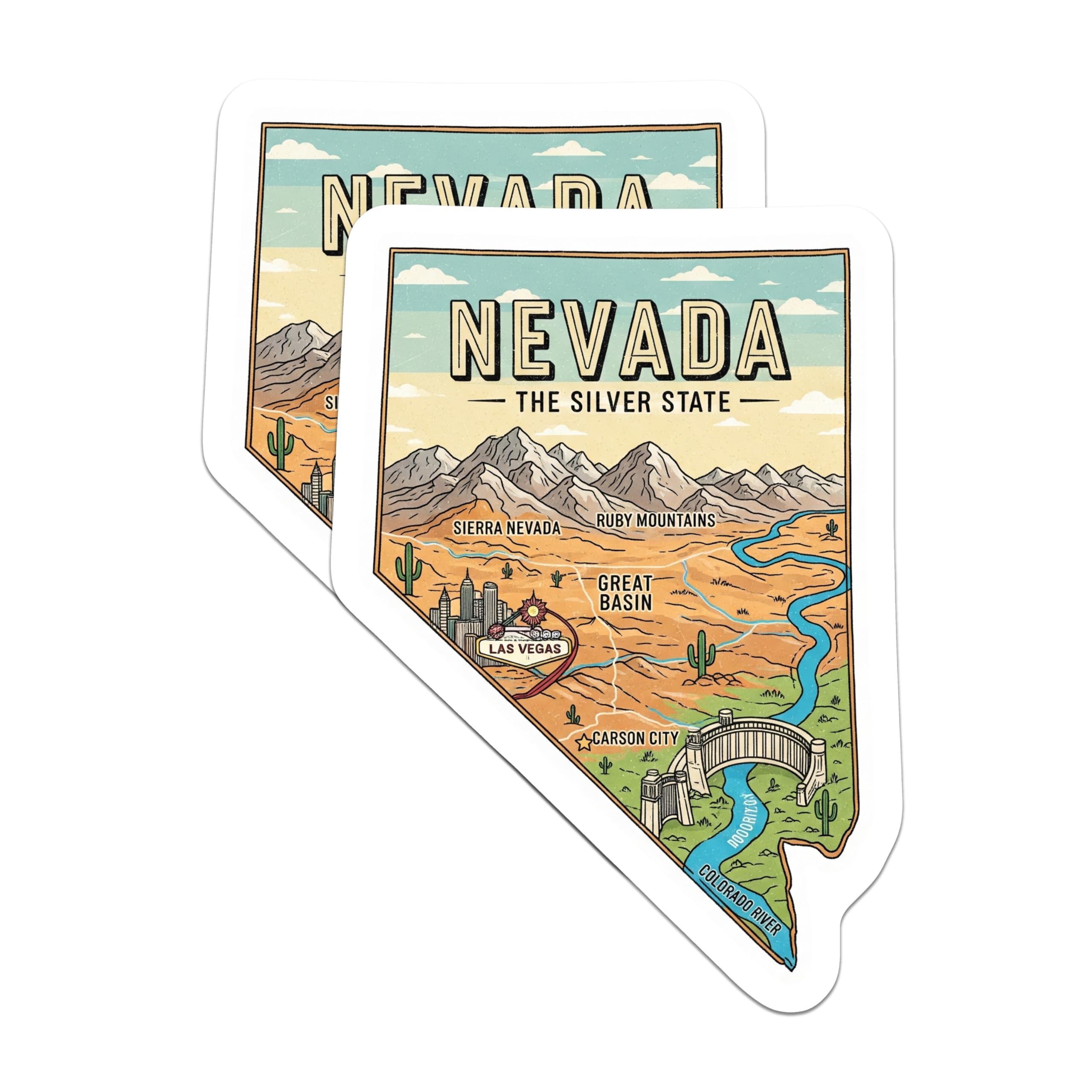 (2 Pack) Nevada Magnets - The Silver State - Nevada State Map - USA Travel Decor - 5" On Longest Side - Premium Magnet - for Cars, Refrigerators, Toolboxes, Lockers - Made in USA - MAG17899