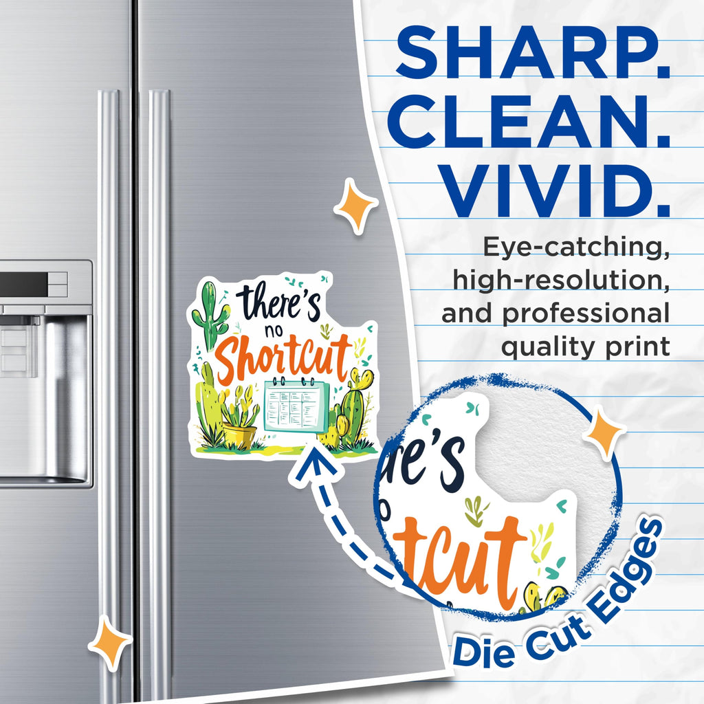 (2 Pack) Theres No Shortcut Magnets - Daily Motivational Progress Reminder - Cactus Succulent Decor Calendar Organizer - 5 Inches On Longest Side - Thick Durable Magnet - Made in USA - MAG19730