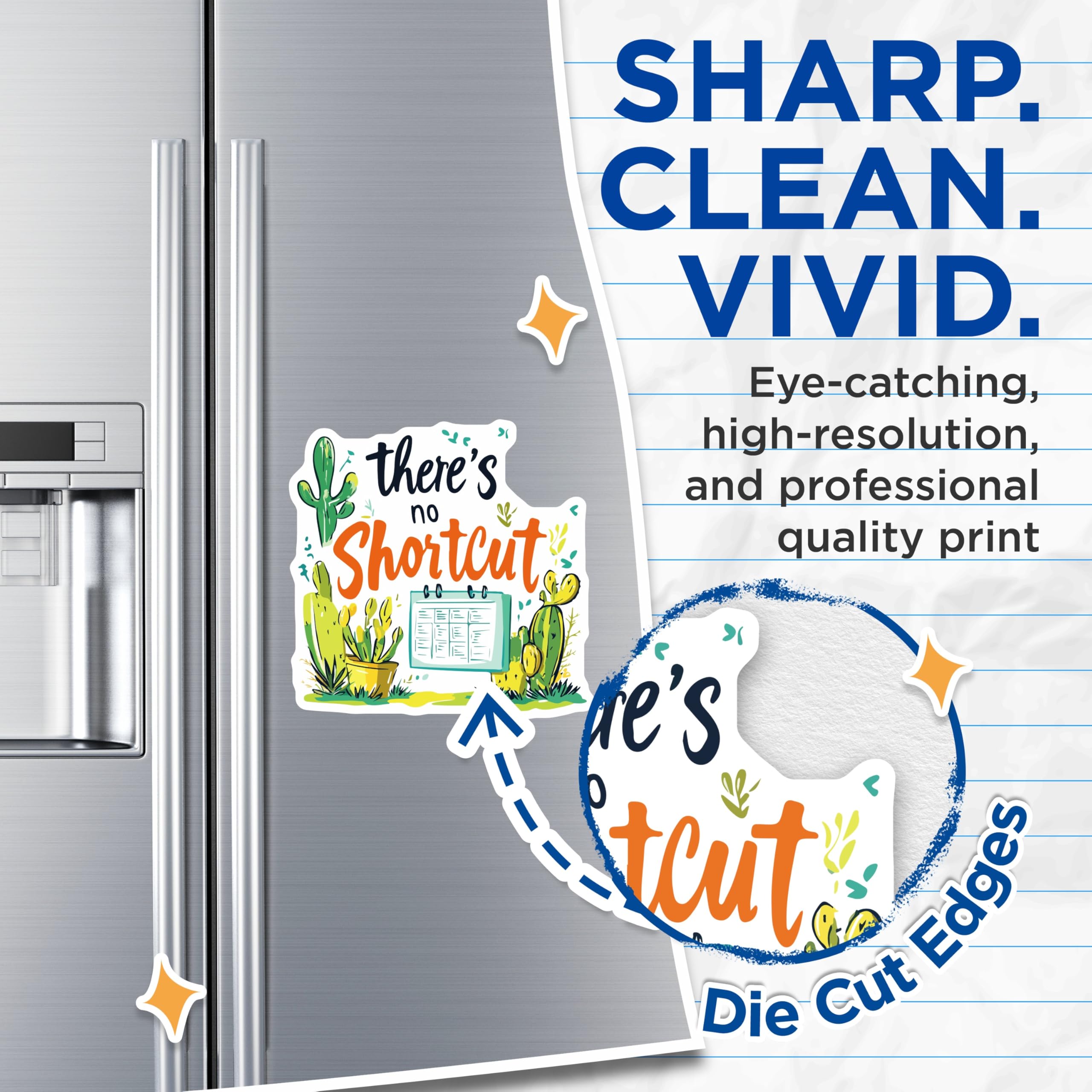 (2 Pack) Theres No Shortcut Magnets - Daily Motivational Progress Reminder - Cactus Succulent Decor Calendar Organizer - 5 Inches On Longest Side - Thick Durable Magnet - Made in USA - MAG19730