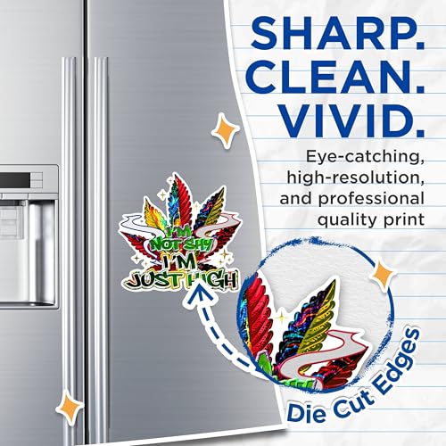 (2 Pack) Funny Weed Leaf Magnets - I'm Not Shy I'm Just High Magnets - Marijuana Humor Magnets - Cannabis Leaf Decor Magnets- 5" On Longest Side - for Fridges, Toolboxes, Cars - Made in USA - MAG2587
