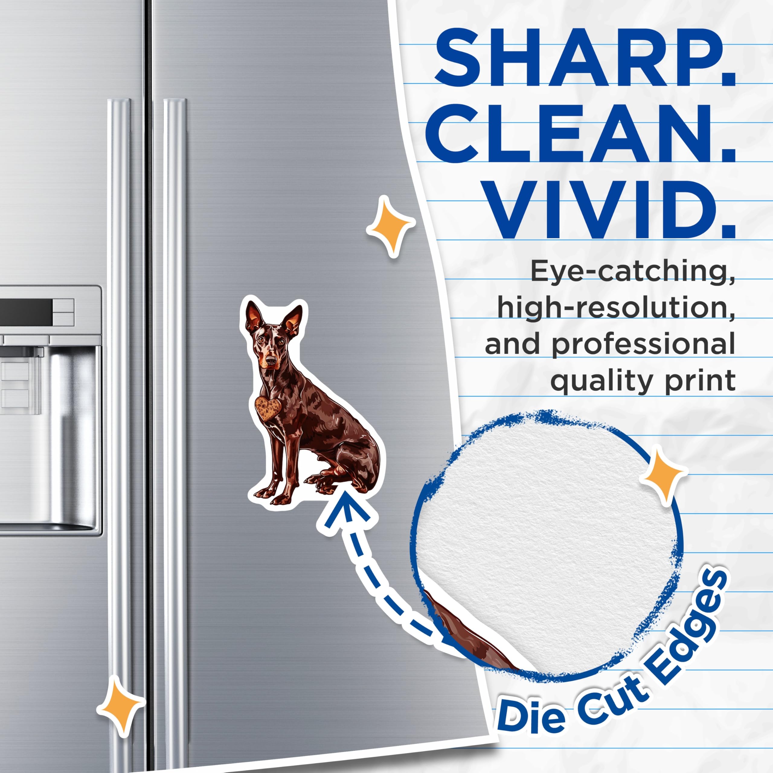 (2 Pack) Miniature Pinscher Magnets - Brown Dog Art - Heart Dog Breed Decor - 5" On Longest Side - Premium Magnet - for Cars, Refrigerators, Toolboxes, Lockers - Made in USA - MAG16619