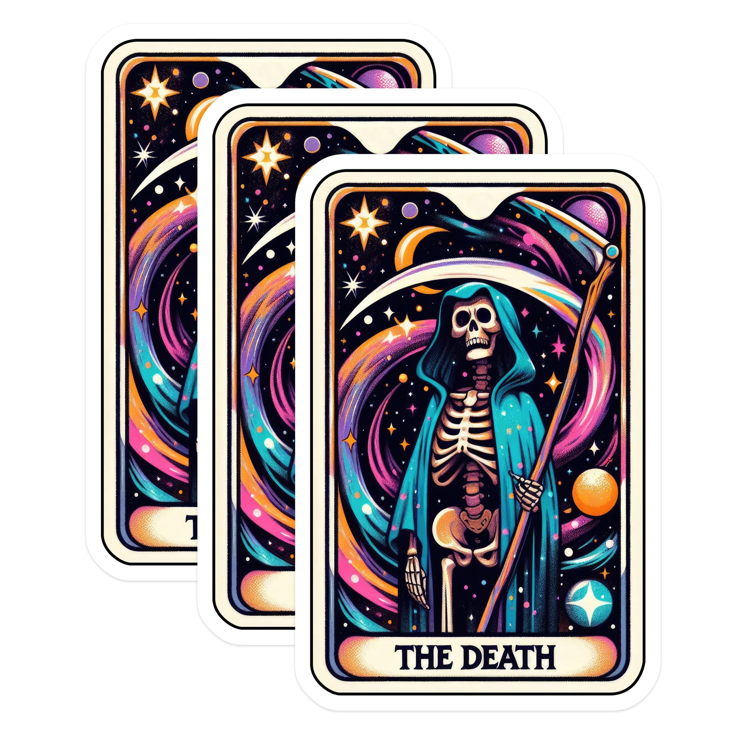 (3 Pack) Tarot Card Decals - Death Card - Laptop Decal - 3 Inches On Longest Side - Easy Peel & Apply - Made in USA - 3MCS4151