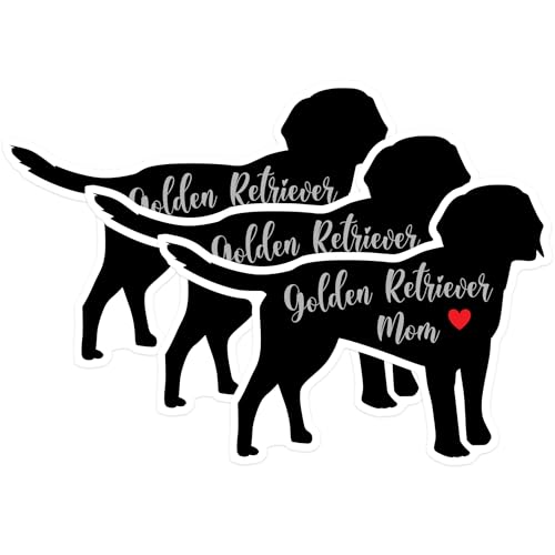 (3 Pack) Golden Retriever Mom Decals - Dog Lover Sticker - Laptop Decals - 3 Inches On Longest Side - Easy Peel & Apply - Made in USA - 3MCS1345
